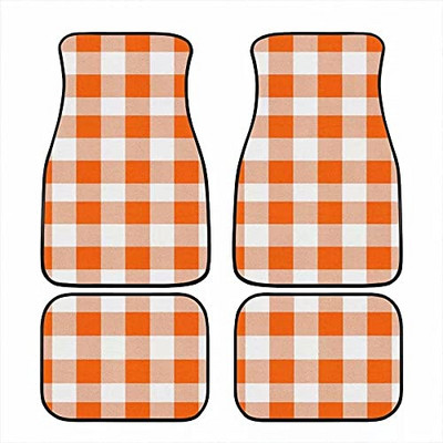 Bagea-Ka Negru Alb Model steag în carouri de curse Covorașe pentru mașină Set de protecție față spate din 4 piese Covor universal pentru orice vreme