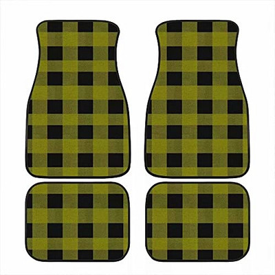 Bagea-Ka Negru Alb Model steag în carouri de curse Covorașe pentru mașină Set de protecție față spate din 4 piese Covor universal pentru orice vreme