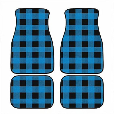 Bagea-Ka Negru Alb Model steag în carouri de curse Covorașe pentru mașină Set de protecție față spate din 4 piese Covor universal pentru orice vreme