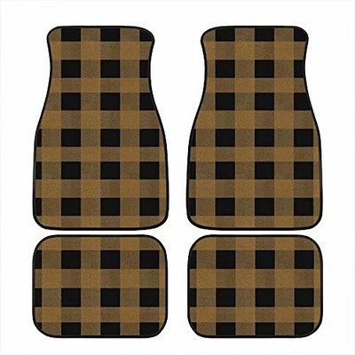 Bagea-Ka Negru Alb Model steag în carouri de curse Covorașe pentru mașină Set de protecție față spate din 4 piese Covor universal pentru orice vreme