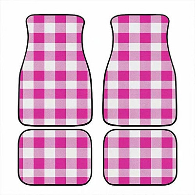 Bagea-Ka Negru Alb Model steag în carouri de curse Covorașe pentru mașină Set de protecție față spate din 4 piese Covor universal pentru orice vreme