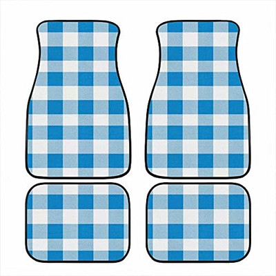 Bagea-Ka Negru Alb Model steag în carouri de curse Covorașe pentru mașină Set de protecție față spate din 4 piese Covor universal pentru orice vreme