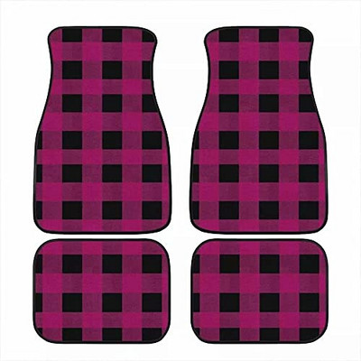 Bagea-Ka Negru Alb Model steag în carouri de curse Covorașe pentru mașină Set de protecție față spate din 4 piese Covor universal pentru orice vreme