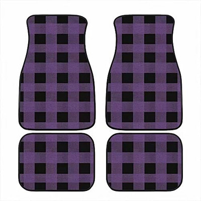 Bagea-Ka Negru Alb Model steag în carouri de curse Covorașe pentru mașină Set de protecție față spate din 4 piese Covor universal pentru orice vreme