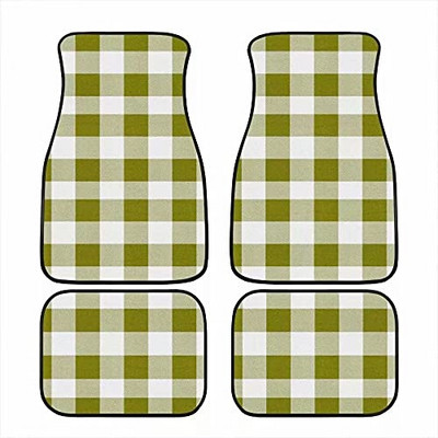 Bagea-Ka Negru Alb Model steag în carouri de curse Covorașe pentru mașină Set de protecție față spate din 4 piese Covor universal pentru orice vreme