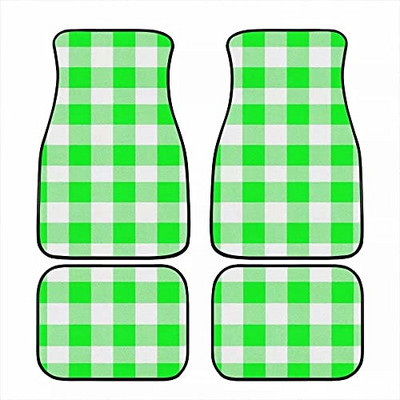 Bagea-Ka Negru Alb Model steag în carouri de curse Covorașe pentru mașină Set de protecție față spate din 4 piese Covor universal pentru orice vreme