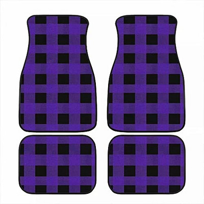 Bagea-Ka Negru Alb Model steag în carouri de curse Covorașe pentru mașină Set de protecție față spate din 4 piese Covor universal pentru orice vreme