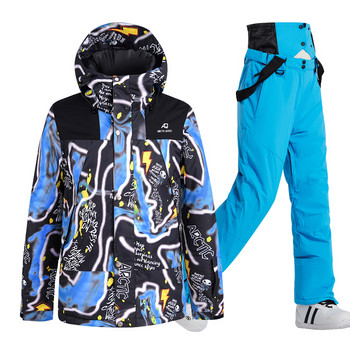 -30 градуса ски костюм Мъжки зимни снежни паркове Топли ветроустойчиви спортни якета и панталони за спорт на открито Мъжки гащеризони за сноуборд