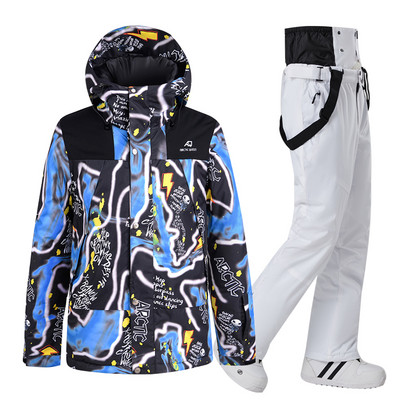 - Costum de schi de 30 de grade Bărbați Parka de iarnă pentru zăpadă Căldură rezistentă la vânt Sport în aer liber Jachete și pantaloni de schi pentru bărbați Salopete pentru snowboard