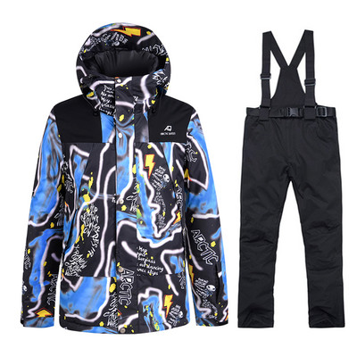 - Costum de schi de 30 de grade Bărbați Parka de iarnă pentru zăpadă Căldură rezistentă la vânt Sport în aer liber Jachete și pantaloni de schi pentru bărbați Salopete pentru snowboard