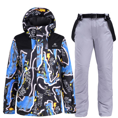 - Costum de schi de 30 de grade Bărbați Parka de iarnă pentru zăpadă Căldură rezistentă la vânt Sport în aer liber Jachete și pantaloni de schi pentru bărbați Salopete pentru snowboard