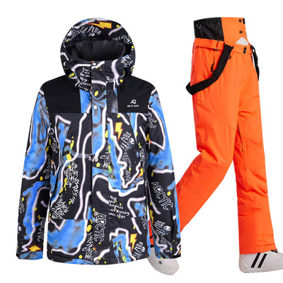 - Costum de schi de 30 de grade Bărbați Parka de iarnă pentru zăpadă Căldură rezistentă la vânt Sport în aer liber Jachete și pantaloni de schi pentru bărbați Salopete pentru snowboard
