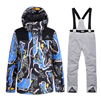 - Costum de schi de 30 de grade Bărbați Parka de iarnă pentru zăpadă Căldură rezistentă la vânt Sport în aer liber Jachete și pantaloni de schi pentru bărbați Salopete pentru snowboard