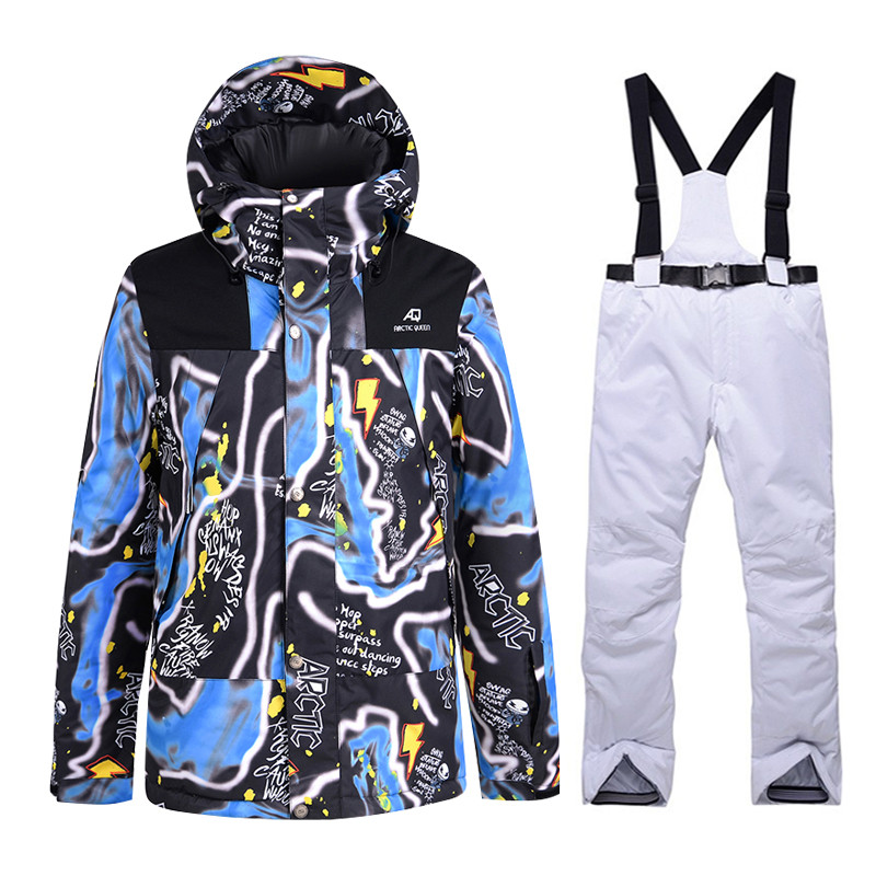 - Costum de schi de 30 de grade Bărbați Parka de iarnă pentru zăpadă Căldură rezistentă la vânt Sport în aer liber Jachete și pantaloni de schi pentru bărbați Salopete pentru snowboard