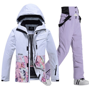 Μπουφάν σκι Γυναικείο παντελόνι για σκι Χειμερινή αδιάβροχη στολή για σκι Μπουφάν και παντελόνια εξωτερικού χώρου για χιόνι Εξοπλισμός για Snowboard Jacket Famale