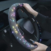 37-39cm Universāls automašīnas stūres rata pārsegs sievietēm, meitenēm Auto salons Bling Rozā Dekorācijas piederumi Sieviešu meitenēm