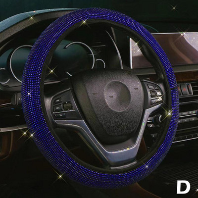 37-39cm Universāls automašīnas stūres rata pārsegs sievietēm, meitenēm Auto salons Bling Rozā Dekorācijas piederumi Sieviešu meitenēm
