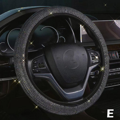 37-39cm Universāls automašīnas stūres rata pārsegs sievietēm, meitenēm Auto salons Bling Rozā Dekorācijas piederumi Sieviešu meitenēm