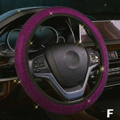 37-39cm Universāls automašīnas stūres rata pārsegs sievietēm, meitenēm Auto salons Bling Rozā Dekorācijas piederumi Sieviešu meitenēm