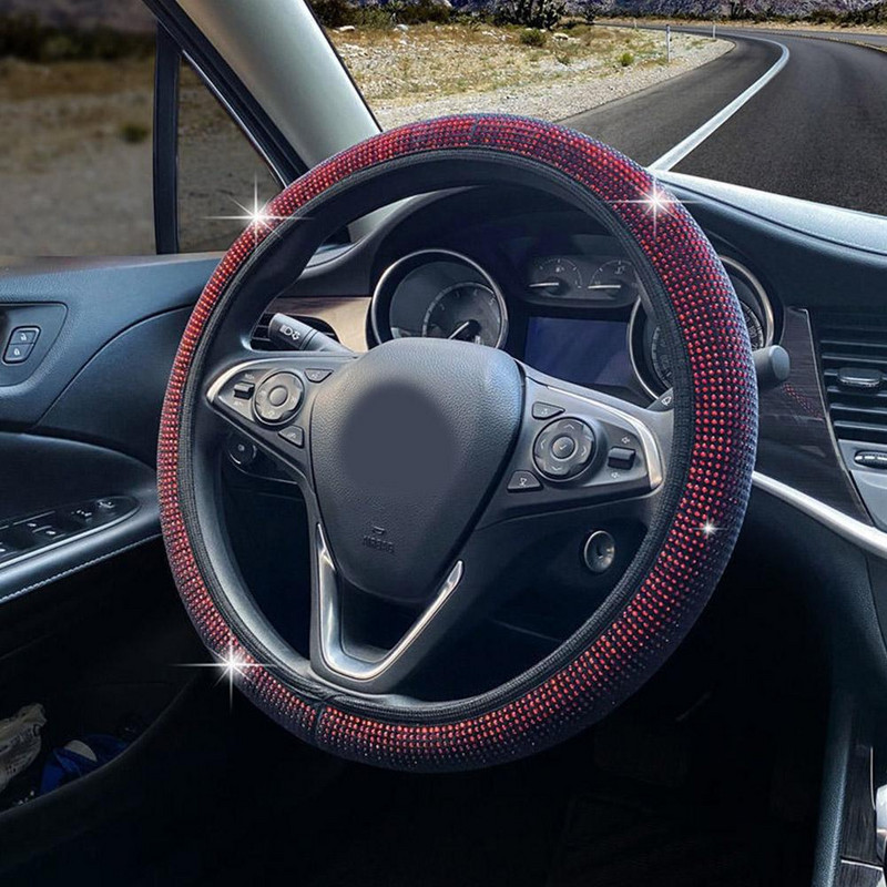 37-39 см универсален капак за автомобилен волан за жени Момичета Авто интериор Bling Pink Аксесоари за декорация за жени Момиче