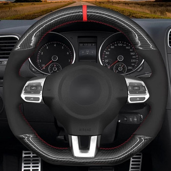 Персонализирано покритие за автомобилен волан черен велур за Volkswagen Golf 6 GTI MK6 VW Polo GTI Scirocco R Passat CC R-Line 2010