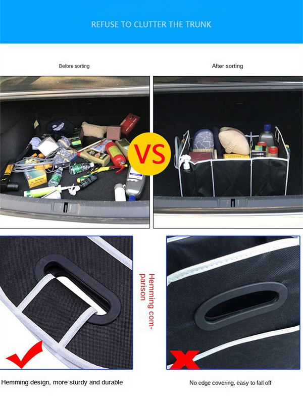 Organizator de portbagaj de mașină Cutie de depozitare pliabilă cu mâner Portbagaj de mașină cub pliabil Organizator de depozitare de marfă multifuncțional pentru SUV