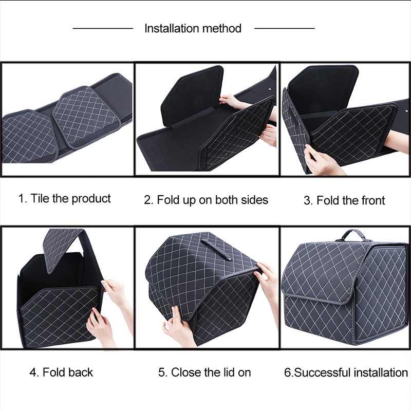 Automobilio bagažinės laikymo dėžė Auto Daugiafunkciai Įrankiai Didelės talpos saugojimo krepšys Sudėjimas Tvarkymas Oda Sulankstoma avarinė daiktadėžė