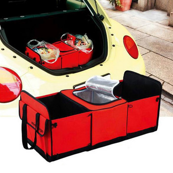 CHIZIYO Чанта за съхранение на багажник за кола Оксфорд плат Сгъваема кутия за съхранение на камион Подредена чанта за багажник на кола Органайзер Кутия за съхранение с охладителна чанта