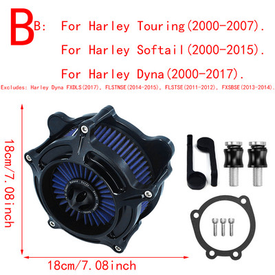 Filtru negru mat RSD pentru turbina de aer pentru motociclete Harley Sportster XL Touring Softail Dyna EVO & Twin Cam Fatboy FXDLS