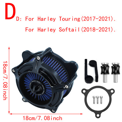 Filtru negru mat RSD pentru turbina de aer pentru motociclete Harley Sportster XL Touring Softail Dyna EVO & Twin Cam Fatboy FXDLS