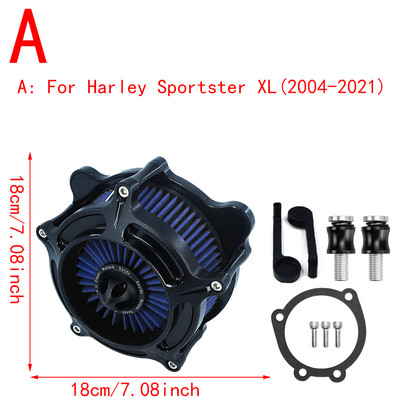 Filtru negru mat RSD pentru turbina de aer pentru motociclete Harley Sportster XL Touring Softail Dyna EVO & Twin Cam Fatboy FXDLS