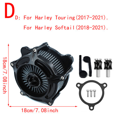 Filtru negru mat RSD pentru turbina de aer pentru motociclete Harley Sportster XL Touring Softail Dyna EVO & Twin Cam Fatboy FXDLS