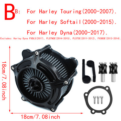Filtru negru mat RSD pentru turbina de aer pentru motociclete Harley Sportster XL Touring Softail Dyna EVO & Twin Cam Fatboy FXDLS