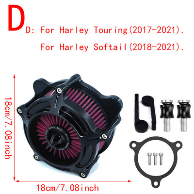 Filtru negru mat RSD pentru turbina de aer pentru motociclete Harley Sportster XL Touring Softail Dyna EVO & Twin Cam Fatboy FXDLS