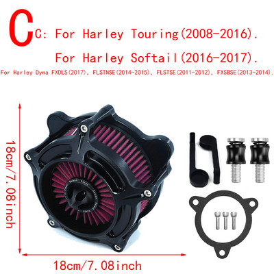 Filtru negru mat RSD pentru turbina de aer pentru motociclete Harley Sportster XL Touring Softail Dyna EVO & Twin Cam Fatboy FXDLS