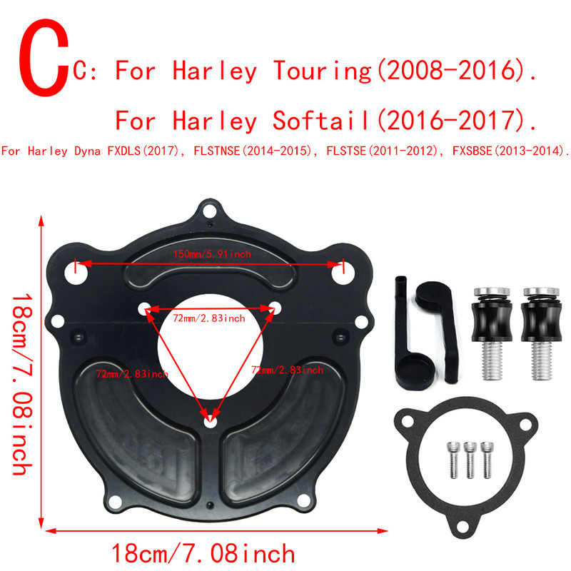 Filtru negru mat RSD pentru turbina de aer pentru motociclete Harley Sportster XL Touring Softail Dyna EVO & Twin Cam Fatboy FXDLS