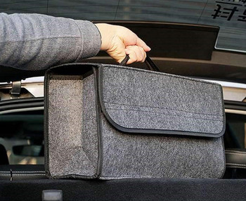 Преносим органайзер за багажник на кола Сгъваема филцова платнена кутия за съхранение Калъф Автоматичен интериор Събиране Подреждане Чанти за контейнери