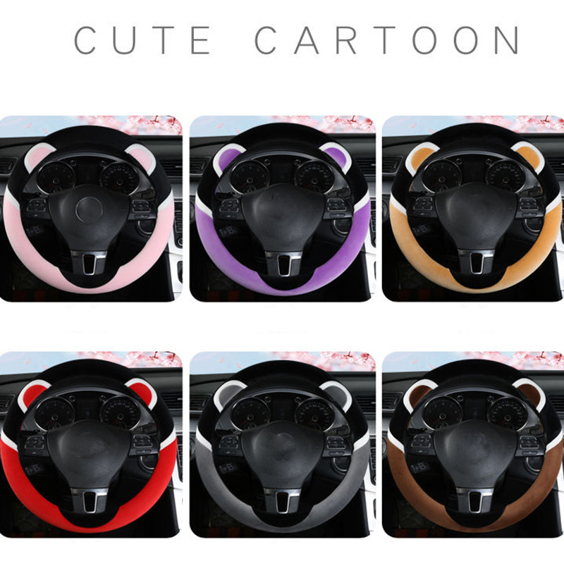 Automobilska ženska navlaka za volan pletenica na volanu panda kratka baršunasta zimska toplina i protukliznost slatki detalji interijera