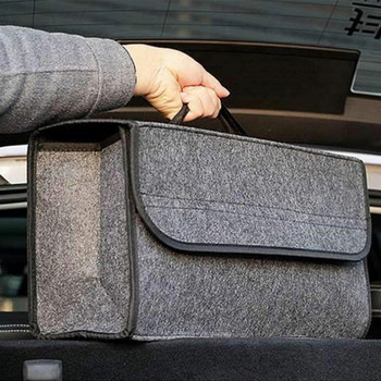 Интериор на автомобила Прибиране Подреждане Контейнерни чанти Преносим багажник на кола Органайзер за съхранение Сгъваема филцова платнена кутия за съхранение Калъф Автомобилни неща