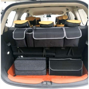Интериор на автомобила Прибиране Подреждане Контейнерни чанти Преносим багажник на кола Органайзер за съхранение Сгъваема филцова платнена кутия за съхранение Калъф Автомобилни неща