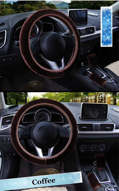 Fashion Winter Warm Fuzzy Volan Cover Pentru Fete Blan Volan Cover Set Decor Interior Car