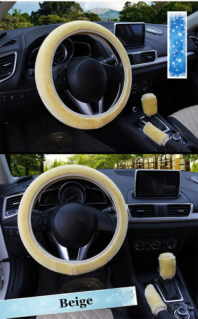 Fashion Winter Warm Fuzzy Volan Cover Pentru Fete Blan Volan Cover Set Decor Interior Car