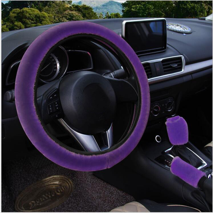 Fashion Winter Warm Fuzzy Volan Cover Pentru Fete Blan Volan Cover Set Decor Interior Car