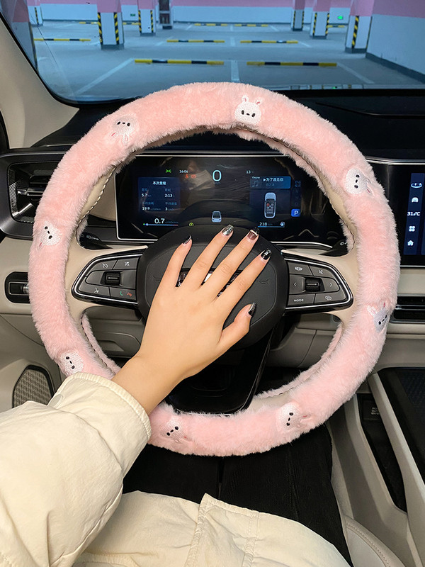 2023 nou creativ de pluș iarnă desene animate anti-alunecare drăguț modă husă volan mașină capac ghidon