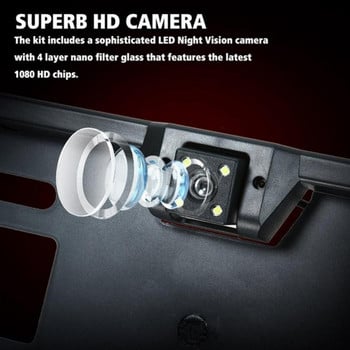 Камера за задно виждане на автомобил Рамка за европейски регистрационен номер Водоустойчива LED светлина за резервна камера за нощно виждане