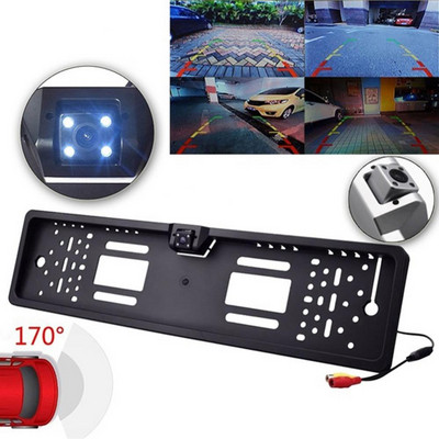 Car Rear View Camera European License Plate Frame Waterproof Night Vision Reverse Backup Camera LED light