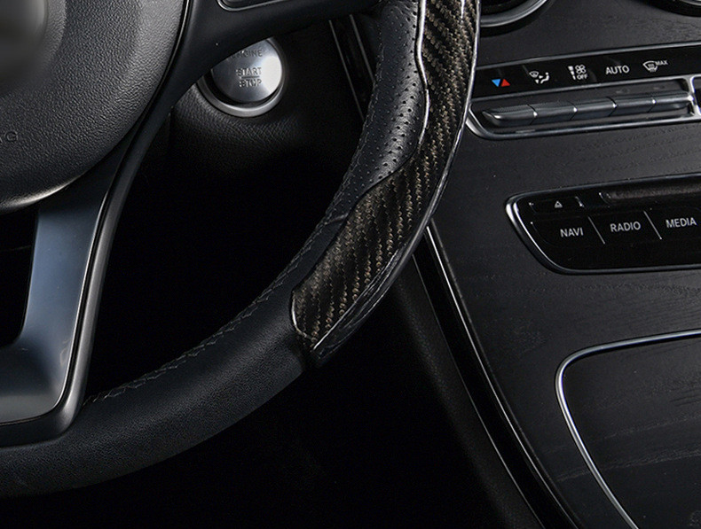 Naujas automobilio vairo dangtelis 38cm 15 colių bendras anglies pluošto silikoninis vairo dangtelis neslystantis priedai