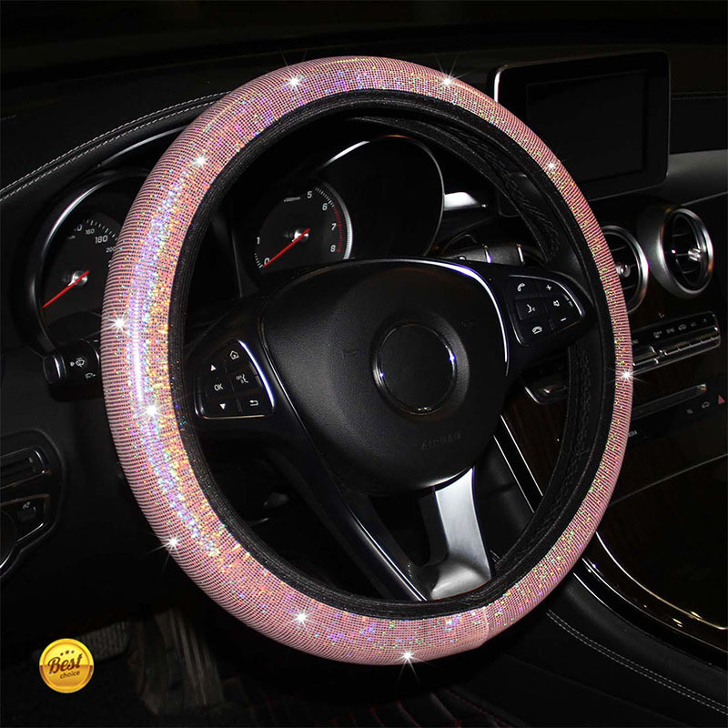 37/38mm husă universală pentru volan de mașină,  strasuri, imitație de diamant, husă pentru roată, decor interior auto, stil de mașină