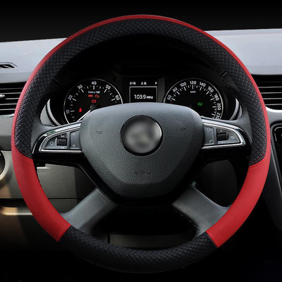 Bőr autó kormánykerék burkolat kormánykerék zsinór Csúszásgátló Skoda Rapid Spaceback autó belső Kiegészítők részletek
