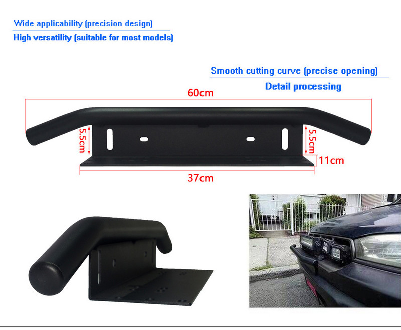 Suport pentru plăcuță de înmatriculare pentru bara de protecție față de 23" pentru Jeep Wrangler JK Offroad SUV, bară de lumină de lucru cu LED, suport de montare pentru reflectoare de ceață